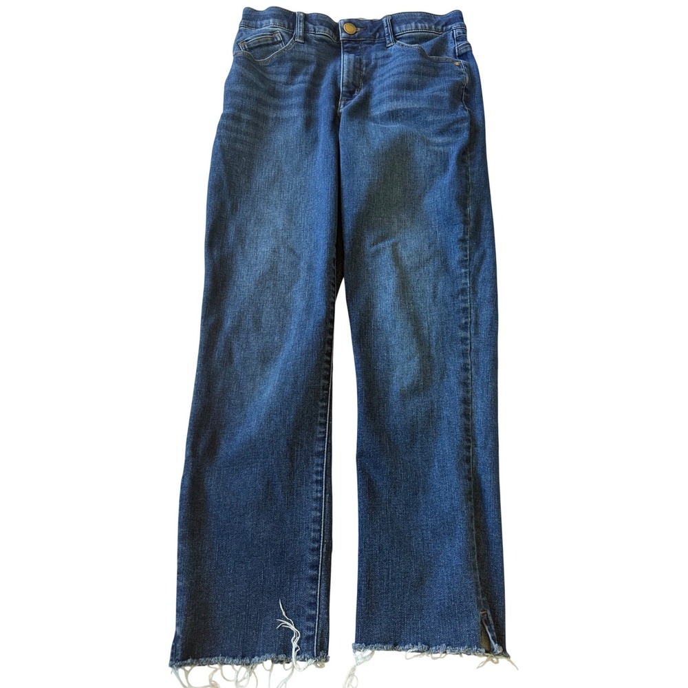 Wit & Wisdom Womens Wide Leg Jeans Size 8 Blue Raw Hem Crop Denim Casual Outdoor